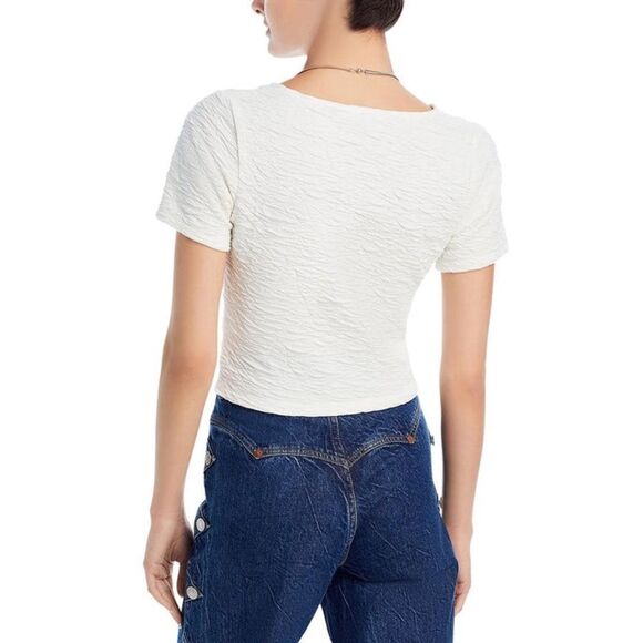 Good American NWT Textured Scoop Neck Cropped in ivory size 2 - Picture 2 of 3